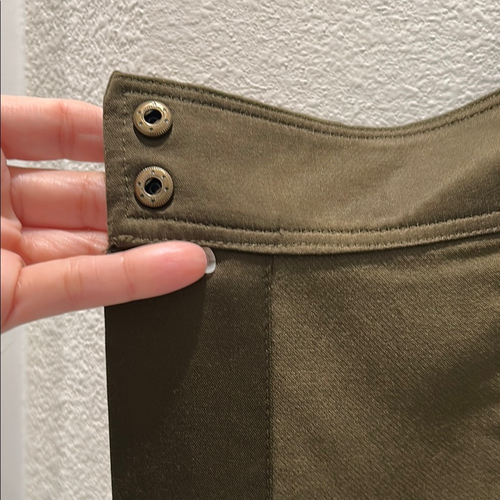 ANN TAYLOR LOFT  Olive Green Wrap front Women's Skirt - Picture 10 of 11